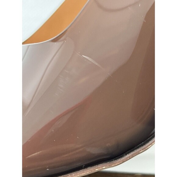 Brown Vinyl Spool Heeled Open Square Toe Slides 8 Transparent Mules x Forever21 - Picture 12 of 15